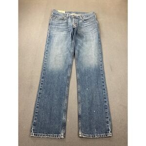 Hollister Classic Straight Jeans Mens 31x32 Blue Distressed Button Fly Denim